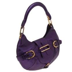 مملوكة مسبقًا Jimmy Choo Metallic Purple Leather Tulita Hobo