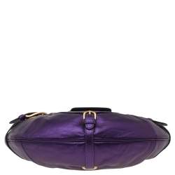 مملوكة مسبقًا Jimmy Choo Metallic Purple Leather Tulita Hobo