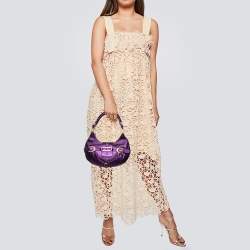 مملوكة مسبقًا Jimmy Choo Metallic Purple Leather Tulita Hobo