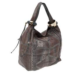 Jimmy Choo Brown Snakeskin Saba Hobo