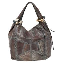 Jimmy Choo Brown Snakeskin Saba Hobo