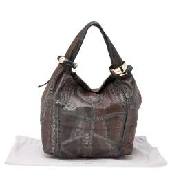 Jimmy Choo Brown Snakeskin Saba Hobo