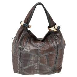 Jimmy Choo Brown Snakeskin Saba Hobo