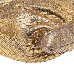 Pre Owned Jimmy Choo Gold Python Oversize Ramona Chain Clutch