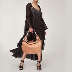 مملوكة مسبقًا Jimmy Choo Beige Leather Medium Solar Hobo