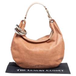 مملوكة مسبقًا Jimmy Choo Beige Leather Medium Solar Hobo