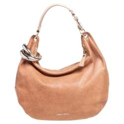 مملوكة مسبقًا Jimmy Choo Beige Leather Medium Solar Hobo