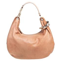 مملوكة مسبقًا Jimmy Choo Beige Leather Medium Solar Hobo