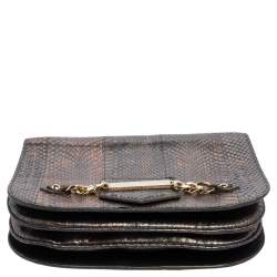 Jimmy Choo Metallic Bronze/Gunmetal Python Shadow Crossbody Bag