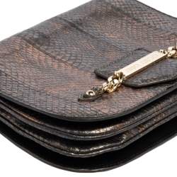 Jimmy Choo Metallic Bronze/Gunmetal Python Shadow Crossbody Bag