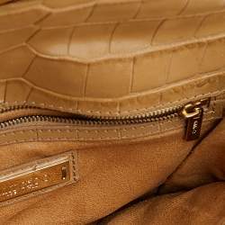 Jimmy Choo Beige Croc Embossed Leather Clutch