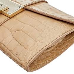 Jimmy Choo Beige Croc Embossed Leather Clutch