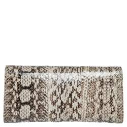 مملوكة مسبقًا حقيبة كلتش جيمي تشو ميلا جلد ثعبان بيج/أسود بسلسلة