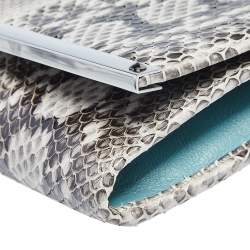 مملوكة مسبقًا حقيبة كلتش جيمي تشو ميلا جلد ثعبان بيج/أسود بسلسلة