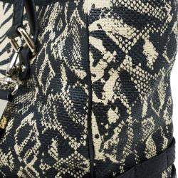 Jimmy Choo Black/Beige Printed Raffia Babeth Shopper Tote