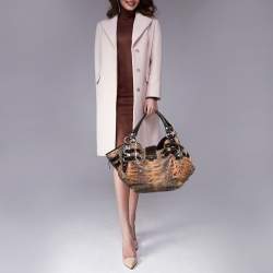 Jimmy Choo Brown Lizard Embossed and Patent Leather Hobo