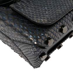 مملوكة مسبقًا حقيبة كتف جيمي تشو لوكيت سيتي جلد وجلد ثعبان أزرق ميتاليك