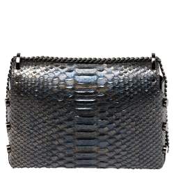 مملوكة مسبقًا حقيبة كتف جيمي تشو لوكيت سيتي جلد وجلد ثعبان أزرق ميتاليك