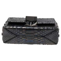 مملوكة مسبقًا حقيبة كتف جيمي تشو لوكيت سيتي جلد وجلد ثعبان أزرق ميتاليك