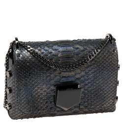 مملوكة مسبقًا حقيبة كتف جيمي تشو لوكيت سيتي جلد وجلد ثعبان أزرق ميتاليك