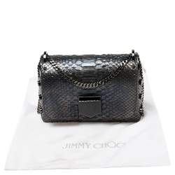 مملوكة مسبقًا حقيبة كتف جيمي تشو لوكيت سيتي جلد وجلد ثعبان أزرق ميتاليك