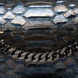 مملوكة مسبقًا حقيبة كتف جيمي تشو لوكيت سيتي جلد وجلد ثعبان أزرق ميتاليك