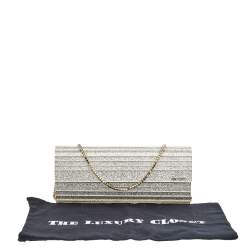 Jimmy Choo Metallic Silver Glitter Acrylic Sweetie Chain Clutch