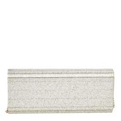 Jimmy Choo Metallic Silver Glitter Acrylic Sweetie Chain Clutch