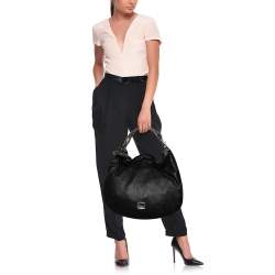 Jimmy Choo Black/Grey Leather and Python Large Sky Hobo