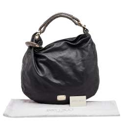 Jimmy Choo Black/Grey Leather and Python Large Sky Hobo