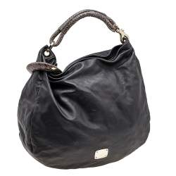 Jimmy Choo Black/Grey Leather and Python Large Sky Hobo