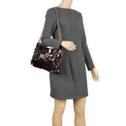 Pre Owned حقيبة كلتش جيمي تشو ريو جلد لامع أسود/ أحمر 