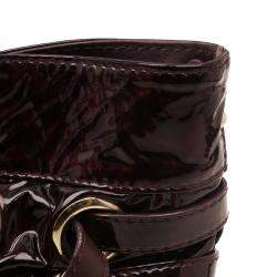 Pre Owned حقيبة كلتش جيمي تشو ريو جلد لامع أسود/ أحمر 