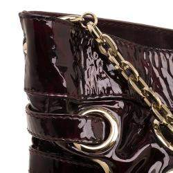 Pre Owned حقيبة كلتش جيمي تشو ريو جلد لامع أسود/ أحمر 