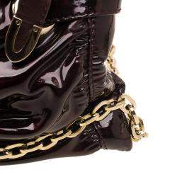 Pre Owned حقيبة كلتش جيمي تشو ريو جلد لامع أسود/ أحمر 