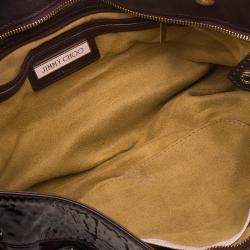 Pre Owned حقيبة كلتش جيمي تشو ريو جلد لامع أسود/ أحمر 