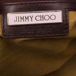 Pre Owned حقيبة كلتش جيمي تشو ريو جلد لامع أسود/ أحمر 