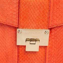 Pre Owned حقيبة كلتش جيمي تشو ريبل جلد ثعبان برتقالي