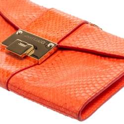 Pre Owned حقيبة كلتش جيمي تشو ريبل جلد ثعبان برتقالي