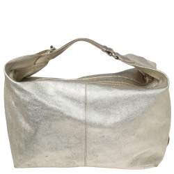 Jimmy Choo Metallic Gold Leather Zip Hobo