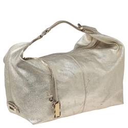 Jimmy Choo Metallic Gold Leather Zip Hobo