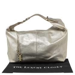 Jimmy Choo Metallic Gold Leather Zip Hobo