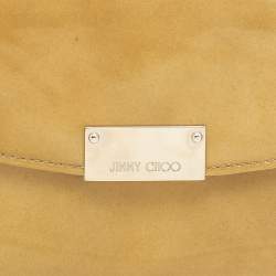 Pre Owned حقيبة كلتش جيمي تشو ريان جلد بيج لامع بسلسلة 