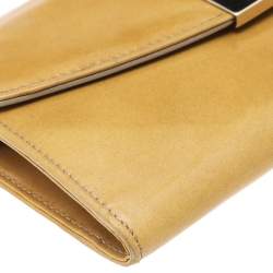 Pre Owned حقيبة كلتش جيمي تشو ريان جلد بيج لامع بسلسلة 