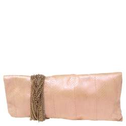 Jimmy Choo Pink Shimmer Snakeskin Chandra Clutch
