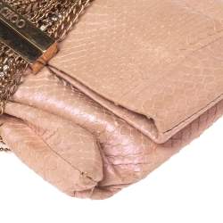Jimmy Choo Pink Shimmer Snakeskin Chandra Clutch