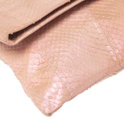 Jimmy Choo Pink Shimmer Snakeskin Chandra Clutch
