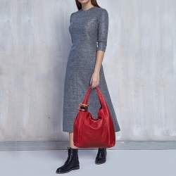 Pre Owned Jimmy Choo Red Leather Medium Saba Hobo