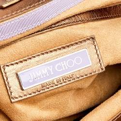 Pre Owned حقيبة ساتشل جيمي تشو ستار جلد برونزية ميتالك بقصة ليزر