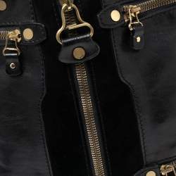 Pre Owned Jimmy Choo Black Leather And Suede Mona Tote
